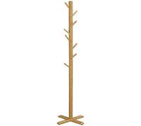 HOMCOM Perchero de Pie de Bambú Madera 8 Ganchos 49,5x49,5x178 cm Natural