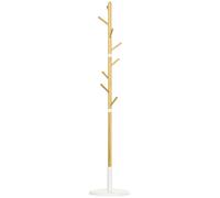 HOMCOM Perchero de Pie de Bambú Moderno 8 Ganchos Ø37,8x175,6 cm Natural