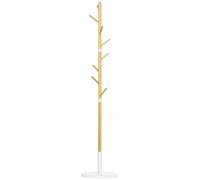 HomCom Perchero de pie moderno para pasillo 8 ganchos Ø37,8x175,6 cm Natural
