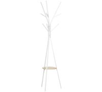 HOMCOM Perchero de Pie Metálico para Colgar Ropa Bolsas 9 Ganchos con Estante Forma de Árbol Perchero Vintage 45x45x180cm Blanco Aosom España