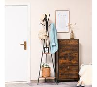 HomCom Perchero de pie metálico en forma de árbol – 6 ganchos, 2 estantes – 32.5x45.5x182 cm