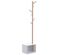 HOMCOM Perchero de Pie Zapatero Colgador Tipo Árbol 6 Ganchos con Asiento de Multi