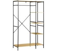 HOMCOM Perchero de Ropa con 4 Estantes y Barra 100x46x170,5 cm Natural | Perchero de Madera, Estantes de Almacenaje, Carga 30 kg, para Dormitorio Salón Entrada