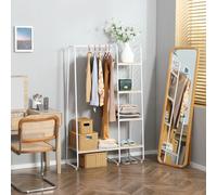 HOMCOM Perchero de Ropa con 5 Estantes de Almacenaje para Entrada 101x39x160 cm White 101x39x160 cm
