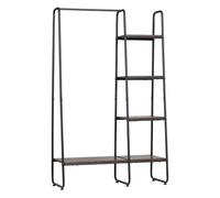 Homcom perchero de ropa de madera perchero multiusos con 5 estantes de almacenaje y barra para colgar para dormitorio salón entrada estilo industrial 101x39x160 cm rústico