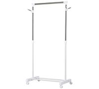 HOMCOM Perchero estándar de ropa portátil ajustable con ruedas y estante inferior 68,5x42x87-145 cm
