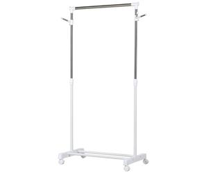 HOMCOM Perchero Estándar de Ropa Ajustable Portátil Ruedas 68,5x42x87-145 cm