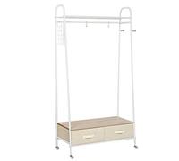 HOMCOM Perchero Metálico con Ruedas Colgador para Ropa con Riel Estantes Cajones para Organizar Ropa Bolsos Zapatos para Hogar Vestidor Pasillo 99x47x185cm