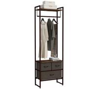 Homcom perchero para ropa perchero recibidor con 3 cajones de tela barra para colgar y estante de almacenamiento para pasillo dormitorio sala de estar 58,5x30x178 cm marrón rústico
