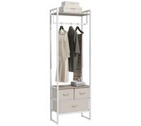 HOMCOM Perchero para Ropa Perchero Recibidor con 3 Cajones de Tela Barra para Colgar y Estante de Almacenamiento para Pasillo Dormitorio Sala de Estar 58,5x30x178 cm Natural
