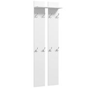 HOMCOM Perchero para Ropa de Pared Moderno Perchero de Entrada con Estante y 8 Ganchos para Recibidor Pasillo 55x21,3x170 cm Blanco