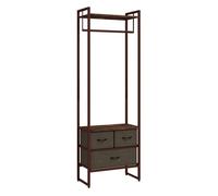 Homcom perchero para ropa perchero recibidor con 3 cajones de tela barra para colgar y estante de almacenamiento para pasillo dormitorio sala de estar 58,5x30x178 cm marrón rústico