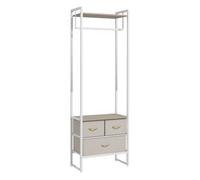 HOMCOM Perchero para Ropa Perchero Recibidor con 3 Cajones de Tela Barra para Colgar y Estante de Almacenamiento para Pasillo Dormitorio Sala de Estar 58,5x30x178 cm Natural