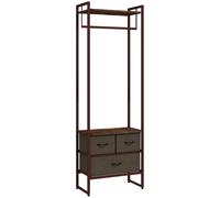 HOMCOM Perchero para Ropa Perchero Recibidor con 3 Cajones de Tela y Estante de Almacenamiento 58,5x30x178 cm Marrón Rústico