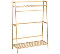 HOMCOM - Perchero portátil para ropa con 2 estantes, 2 ganchos y 1 barra de colgado de bambú - dimensiones: 114 cm de largo x 40 cm de ancho x 139 cm de alto - color natural
