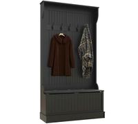 HOMCOM Perchero Zapatero con Banco de Almacenamiento y 5 Ganchos Estilo Moderno 96x34x179,7 cm Negro Negro