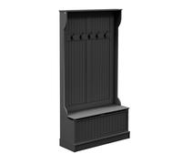 HOMCOM Perchero Zapatero con Banco de Almacenamiento y 5 Ganchos Estilo Moderno 96x34x179,7 cm Negro Aosom España
