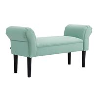 HOMCOM Pie de Cama, Taburete Pie de Cama Tapizado en Lona con Patas de Madera, Reposabrazos y Asiento Acolchado, Estilo Moderno, para Dormitorio, Entrada, Pasillo