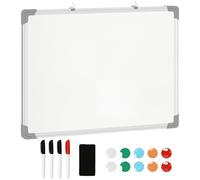 HOMCOM Pizarra Blanca Magnética Bastidor Aleación Aluminio 60x45 cm