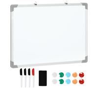 HOMCOM Pizarra Blanca Magnética de Borrado en Seco con Borrador 4 Rotuladores y 10 Imanes 60x45 cm Blanco Aosom España