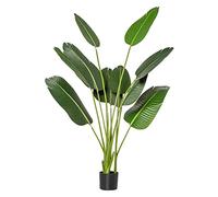 HOMCOM Planta Artificial Bananera de 160 cm con Maceta y 10 Hojas Realistas Planta Tropical Sintética para Decoración en Interior y Exterior Oficina Hogar Verde