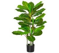 HOMCOM Planta Artificial Hoja Perenne 95 cm Grande Verde para Interior