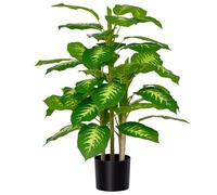 Homcom planta artificial de 95 cm árbol artificial con maceta planta sintética para decoración hogar salón oficina verde