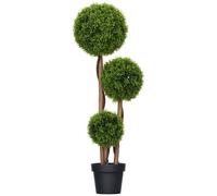 HOMCOM Planta Artificial de boj 3 esferas con Maceta 110 cm Verde | Con hojas de bambú, plantas falsas, interior/exterior, jardín, oficina, sala de estar