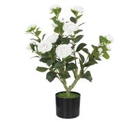 HOMCOM Planta Artificial de Camelia 65 cm Árbol en Maceta Ø15x65 cm Blanco