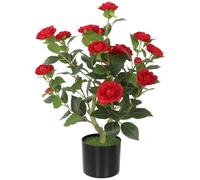 HOMCOM Planta Artificial de Camelia 65 cm Árbol en Maceta Ø15x65 cm Rojo