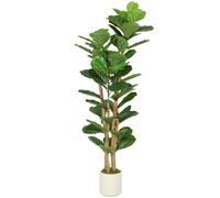 HOMCOM Planta artificial de interior con nebulizador, árbol artificial tipo lira, 71 hojas, maceta de plástico y tronco con sistema de riego. XXL