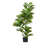 HOMCOM Planta Artificial Decorativa 110x15 cm Árbol Artificial de Ficus con 90 Hojas y Maceta para Interior Decoración para Sala de Estar Oficina Verde