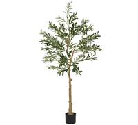 HOMCOM Planta Artificial Decorativa de 150 cm Árbol de Olivo con 720 Hojas y 32 Aceitunas en Maceta para Interior Verde