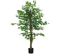 HOMCOM Planta Artificial Ficus 150 cm con Troncos Naturales y 882 Hojas Verde Decoración Elegante para Hogar y Oficina Aosom España