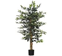HOMCOM - Planta Artificial ficus Altura 1,3 m Tronco Ramas Liana liquen Hojas Gran realismo Maceta incluida