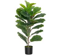 HOMCOM Planta Artificial Ficus Lyrata de 80 cm de Altura para Interiores con Maceta, Decoración para Hogar y Oficina, Verde