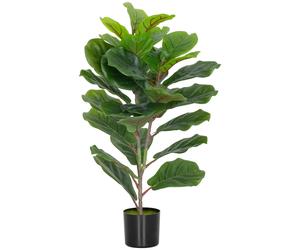 HOMCOM Planta Artificial Ficus Lyrata de 80 cm de Altura para Interiores con Maceta, Decoración para Hogar y Oficina, Verde