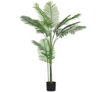 HOMCOM Planta artificial interior 150 cm, palmera árbol artificial con maceta de plástico y afelpado, verde
