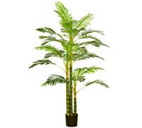 HOMCOM Palmera Areca Artificial 190cm Árbol Artificial con 30 Hojas Decoración de Interior y Exterior Ø19,5x190 cm Verde Aosom España