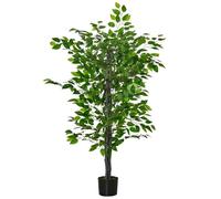 HOMCOM Planta Ficus Artificial 135 cm en Maceta con 756 Hojas Planta Sintética Realista para Interior Decoración para Hogar Salón Oficina Verde