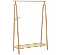 HOMCOM Portarropa de bambú, Perchero de Madera con estante para zapatos dim. 110L x 42An x 152Al cm