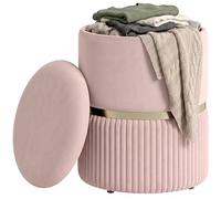 HOMCOM Pouf Taburete Reposapiés Baúl 36x36x44cm Rosa