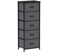 HOMCOM Práctica unidad de almacenamiento con 5 cajones, cajonera plegable de tela, estructura de acero negro, 45x30 x cm 116 gris oscuro