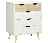 HOMCOM Práctica unidad de almacenamiento con 5 cajones y 4 patas ajustables - 60x40x77,5 cm BLANCO