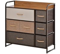 HOMCOM Práctica unidad de almacenamiento con 7 cajones, cajones plegables de tela, estructura de acero negro, 80L x 29L x 78,5H cm, dormitorio, entrada