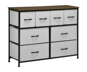 HOMCOM Práctica unidad de almacenamiento con 8 cajones, cajones plegables de tela, estructura de acero negro, 100x30x78 cm