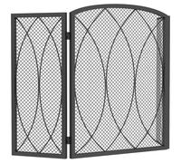 HOMCOM Protector contra chispas metálico plegable geométrico de 3 piezas, protección resistente al calor para chimenea, Negro
