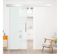 HOMCOM Puerta Corredera 90x205 cm Puerta Corrediza de Cristal Translúcido