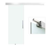 HOMCOM Puerta Corredera de Cristal 90x205 cm Puerta Corrediza Deslizante con Riel de Cristal de Seguridad Translúcido Aosom España