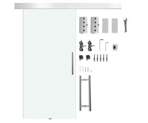 HOMCOM Puerta Corredera de Cristal Satinado 102,5x205 cm Puerta Corrediza con Riel Tirador y Cristal de Seguridad Translúcido Aosom España